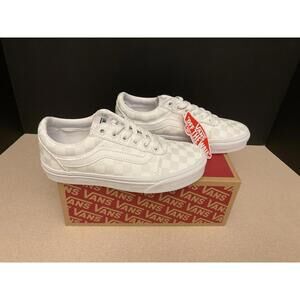 NEW! WOMENS VANS WARD CHECKERBOARD WHITE/WHITE ATHLETIC SHOES. SIZE 5. AWESOME!